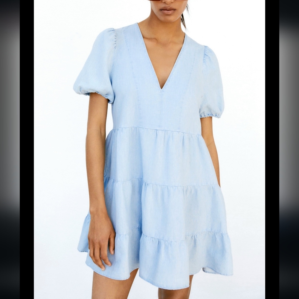 Zara Light Blue Mini Dress